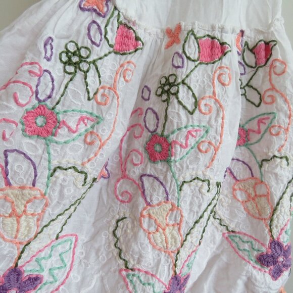 ANTICA SARTORIA Floral Babydoll Embroidered Coastal Smocked Mini Dress - Size L - Picture 10 of 14